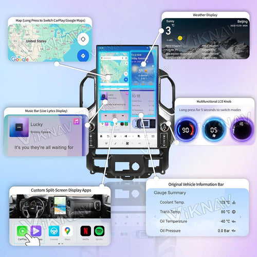 17.2 Inch Touch Screen Upgrade Android Car Radio for Chevrolet Silverado GMC Sierra 2019-2024 Android 14 Car Stereo Carplay Android Auto GPS Navigation (Black)